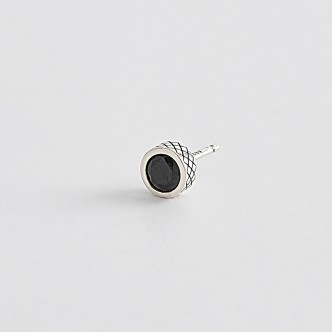 1 - Round single earring for men with black light point 925 Silver Mabina 563482