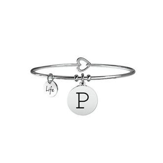 1 - Bracciale Kidult 231555P acciaio 316L ciondolo con lettera P e cristalli collezione Symbols