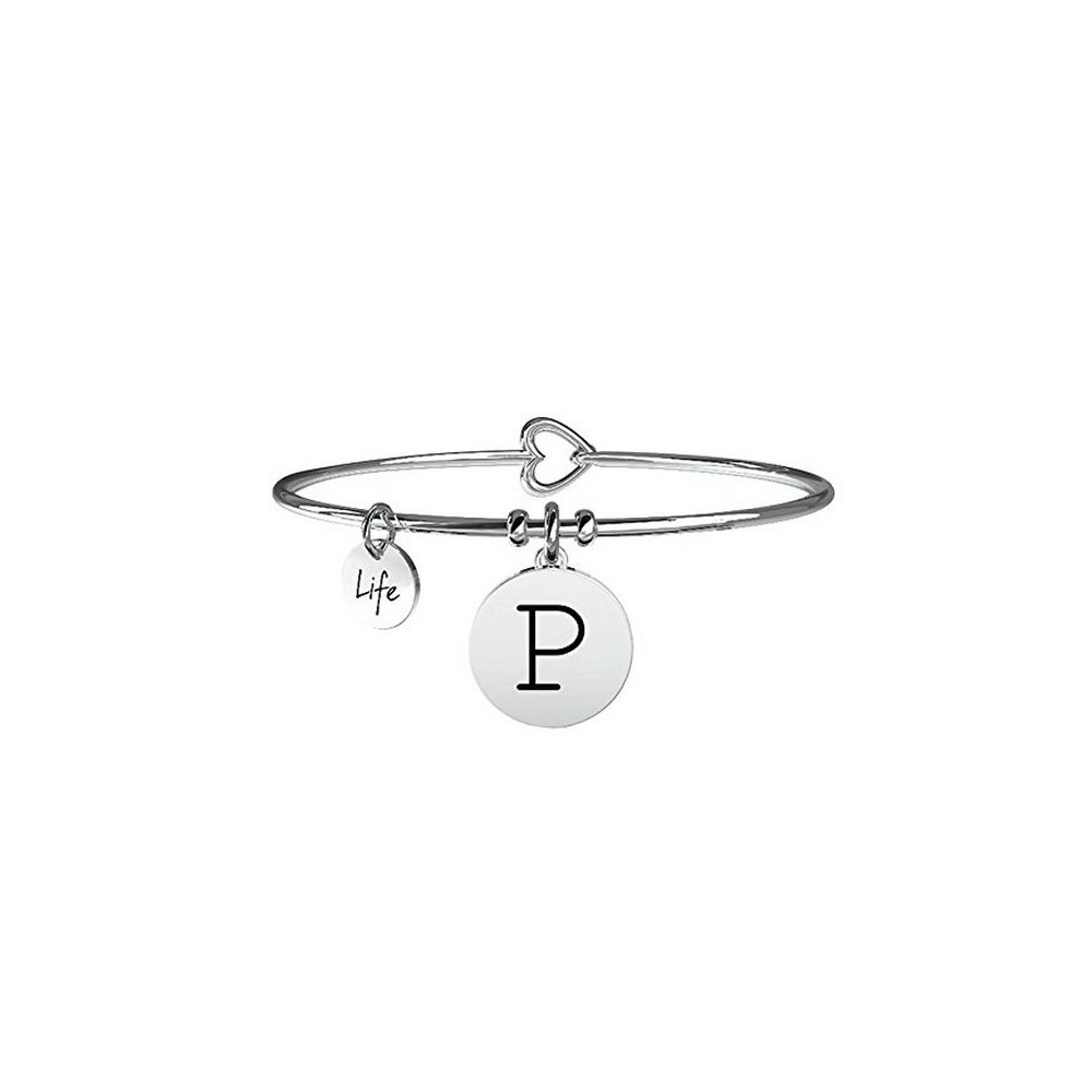 1 - Bracelet Kidult 231555P steel 316L pendant with letter P and crystals collection Symbols.