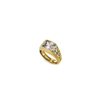 1 - Anello Rue des Mille Barbie pietra baguette BRB-AN 02 Argento 925 color oro con zirconi