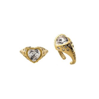 1 - Rue des Mille Barbie heart ring BRB-AN 03 Silver 925 gold color with zircons