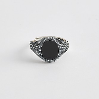 1 - Round cardinal man ring 925 silver Mabina with black onyx 523224