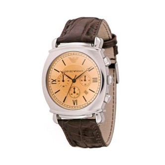 1 - Orologio uomo cronografo Emporio Armani beige AR0286 acciaio cinturino pelle marrone