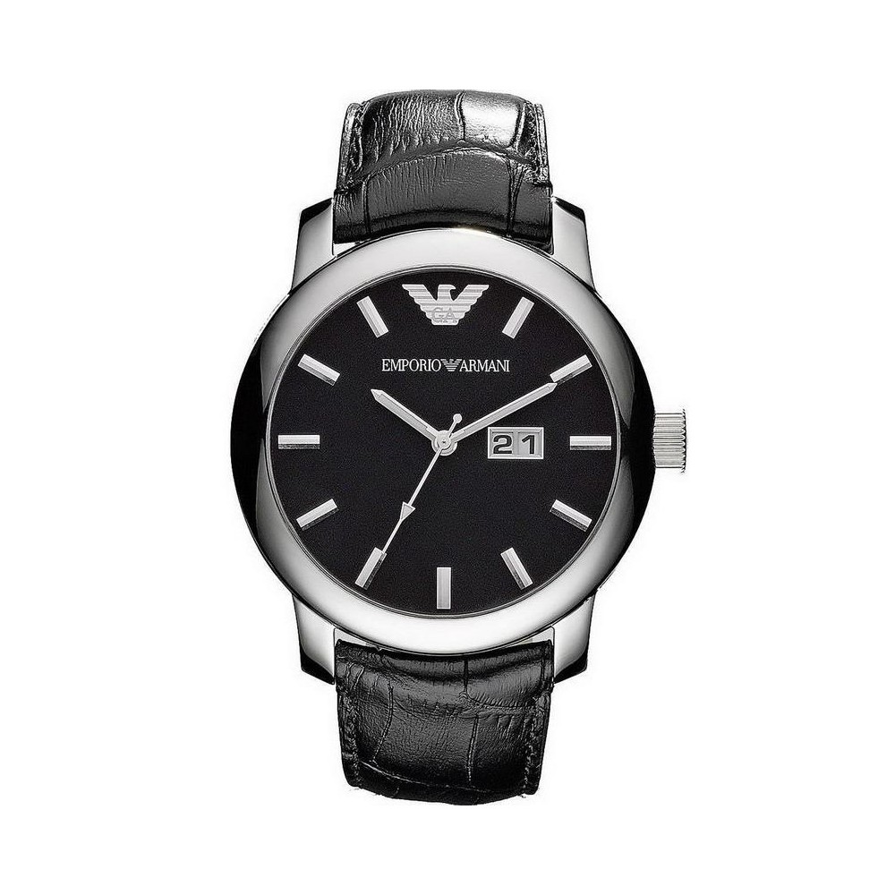 1 - Orologio uomo solo tempo Emporio Armani nero AR0428 acciaio cinturino pelle nera