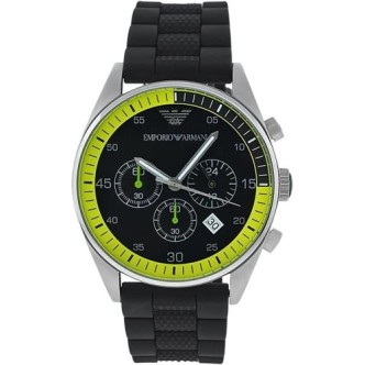 1 - Orologio uomo cronografo Emporio Armani nero e giallo AR5865 acciaio cinturino silicone