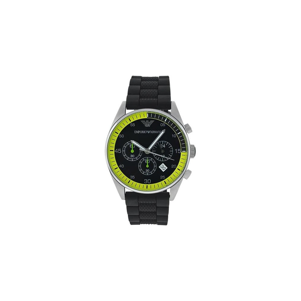 1 - Orologio uomo cronografo Emporio Armani nero e giallo AR5865 acciaio cinturino silicone