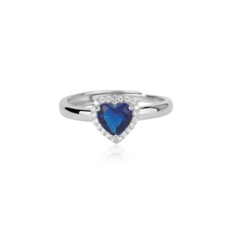 1 - Anello cuore blu Mabina Argento 523194 regolabile