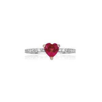 1 - Anello cuore rosso Mabina Argento con rubino 523084/13