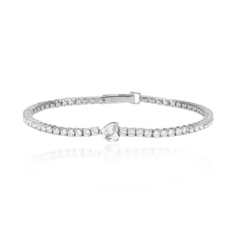 1 - Bracciale Tennis cuore Mabina 533438-M Argento 925 con zirconi