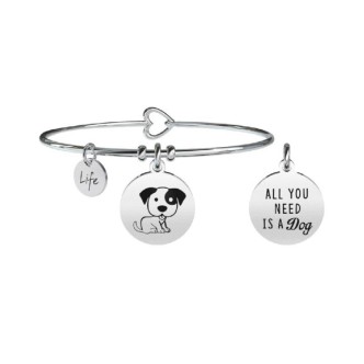 1 - Bracciale Kidult 731372 cane in acciaio 316L con smalto collezione Animal Planet