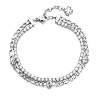 1 - Bracciale donna Tennis Desideri Successo Brosway doppio filo acciaio 316L BEI047