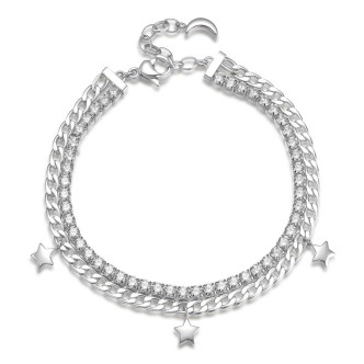 1 - Brosway women's tennis wish dream bracelet double wire 316L steel BEI049