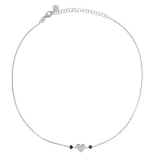 1 - Bracciale donna cuore Rue Des Mille Argento 925 con pallini grigi BR-CAT BL CUO RH