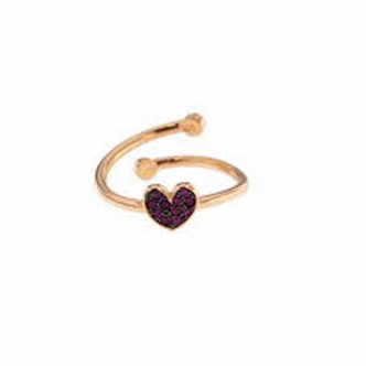 1 - Woman open heart ring Silver 925 rosegold ANZ-022 CUO