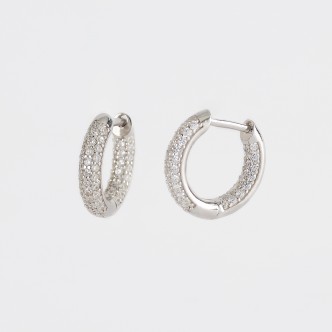 1 - Mabina 563469 925 Silver woman hoop earrings with zircons