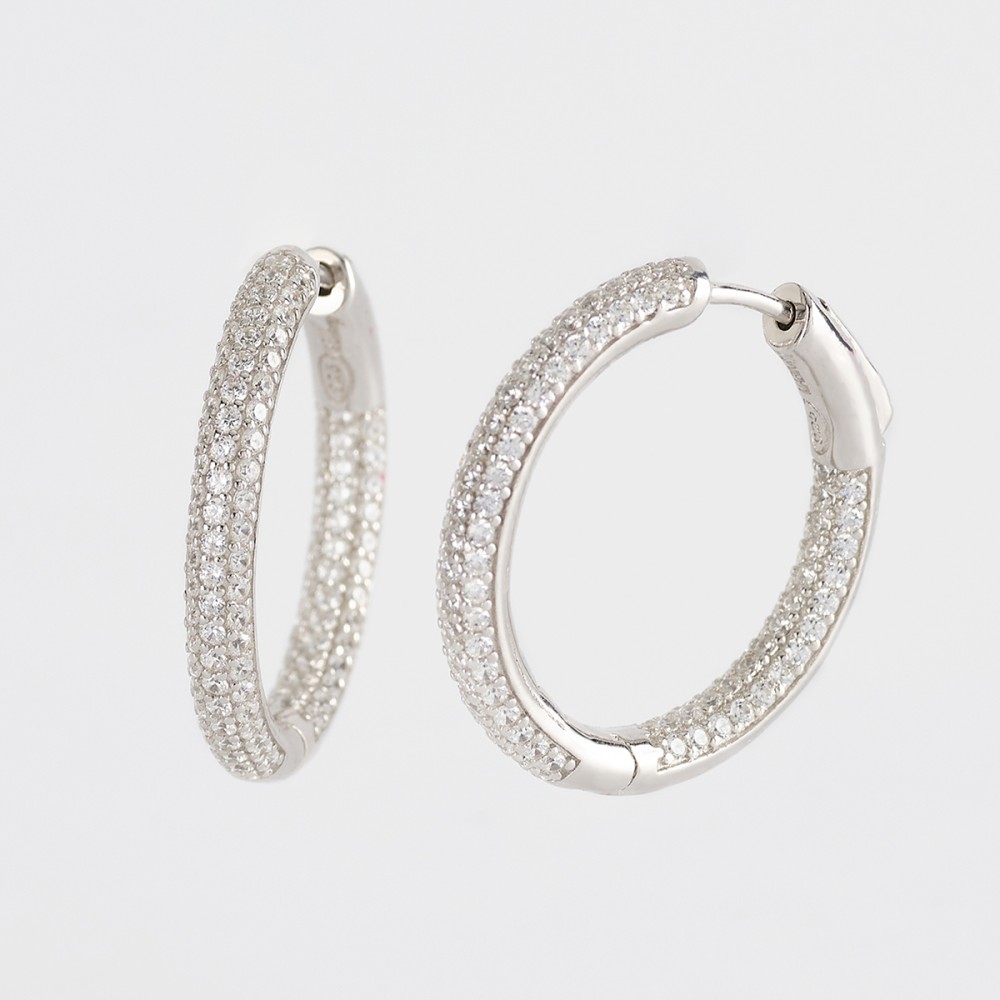 1 - Mabina 563470 Silver 925 woman circle earrings with zircons