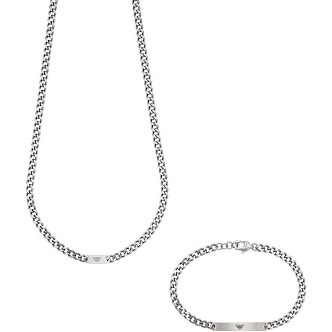 1 - Emporio Armani men's necklace and bracelet in 316L steel EGS2856040