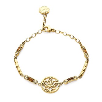 1 - Brosway Chakra Golden Lotus Flower woman bracelet 316L steel BHKB113