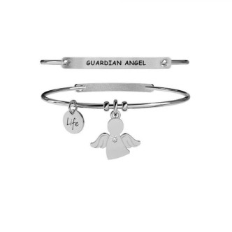 1 - Bracelet Kidult 231669 angel in 316L steel with crystals Spirituallity collection