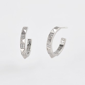 1 - Silver Mabina women's earrings studs with zircons 563476