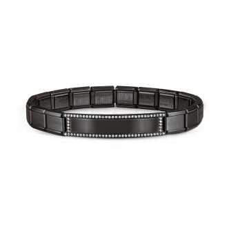 1 - Bracciale Nomination donna nero Trendsetter New York acciaio con placca 021138/015