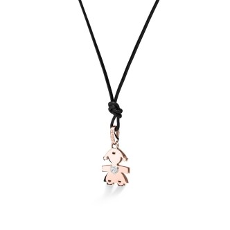 1 - Pendente bambina Le bebè Oro Rosa LBB067 con pavè di diamanti