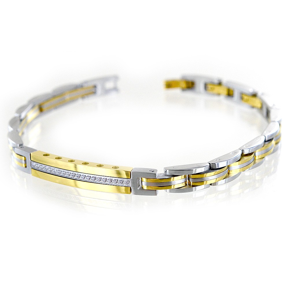 1 - Zancan men's bracelet Hi-Teck UHB070 gold-colored steel with zircons