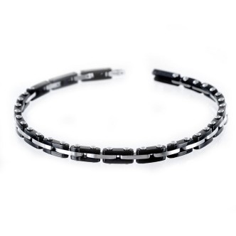 1 - Bracciale Zancan uomo Hi-Teck UHB044 acciaio color nero ed argento