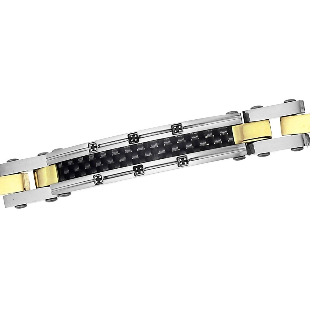 1 - Bracciale Zancan uomo Hi-Teck UHB061 acciaio color nero ed oro