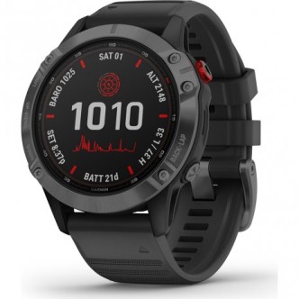 1 - Garmin men's Fenix 6 Pro Solar Slate Gray 010-02410-15 black strap