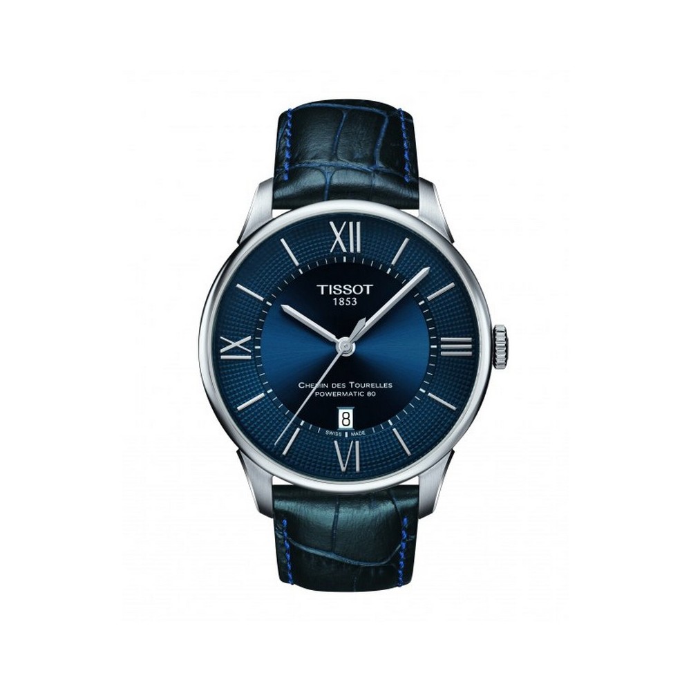 1 - Tissot Chemin des Tourelles watch blue T099.407.11.048.00 Powermatic 80 steel