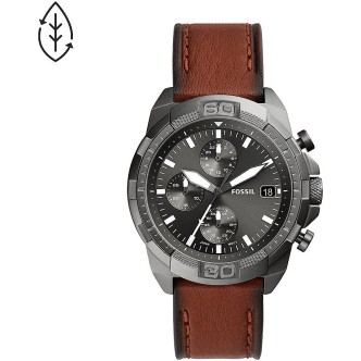 1 - Fossil Bronson men's chronograph watch FS5855 brown leather strap