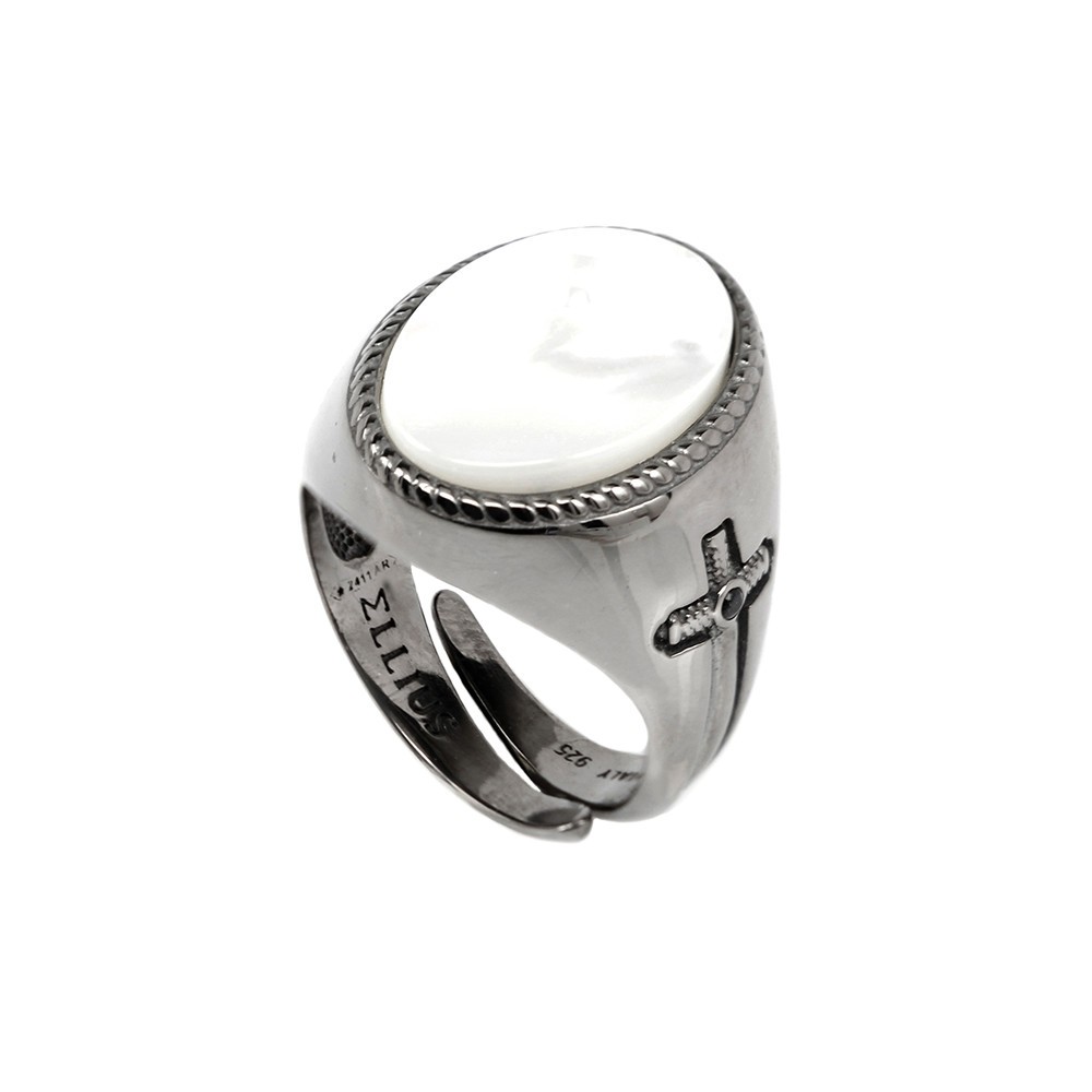 1 - Oval Gemstone Ring Ellius man Silver 925 Gemma collection