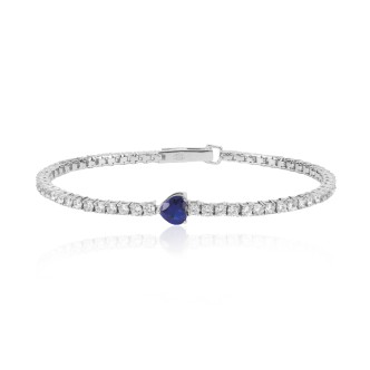 1 - Bracciale Tennis donna cuore zaffiro Mabina 533441-M Argento 925