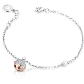 1 - Roberto Giannotti SFA129 bracelet with pearl and charm in rosy silver with zircons Chiama Angeli collection