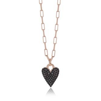 1 - Collana donna Mabina cuore nero con zirconi Argento 925 553394