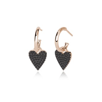 1 - Orecchini cerchietto donna cuore nero Mabina Argento 925 563387