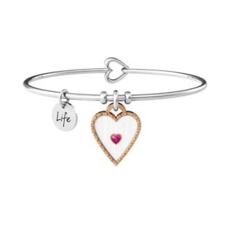 1 - Kidult woman heart bracelet with ruby 731992 316L steel Love