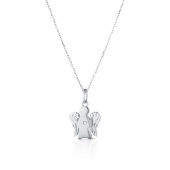 1 - Roberto Giannotti NKT263B necklace with angel in 9 Kt white gold with light point Angels collection