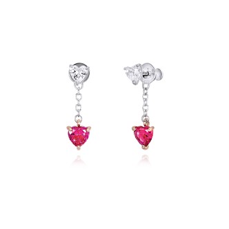 1 - Woman heart earrings 925 ruby silver Mabina 563248