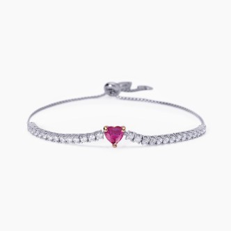 1 - Bracciale cuore rosso Mabina Argento con rubino 5233197