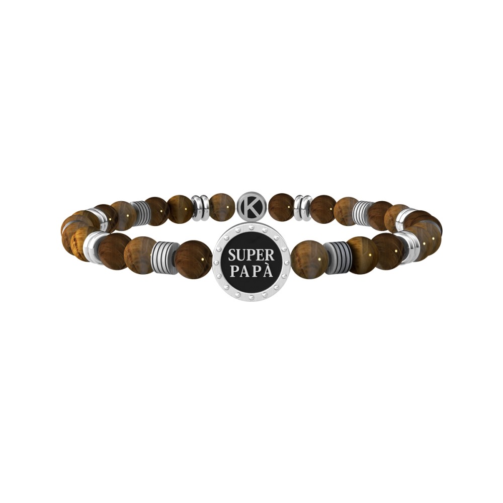 1 - Kidult bracelet man Super Dad 731997 tiger eye 316L steel Family