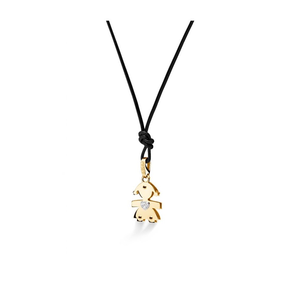 1 - Le Bebè baby girl pendant Yellow Gold with diamonds LBB062