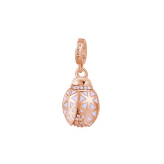 1 - Charm Ladybug White Enamel and Cubic Zirconia Rosato Stories 925 Rosegold Silver RZLE050