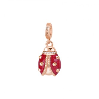 1 - Charm Coccinella smalto rosso glitter Rosato Storie Argento 925 rosato RZLE048