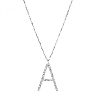 1 - Collana donna lettera A in Argento 925 Rosato Cubica RZCU01