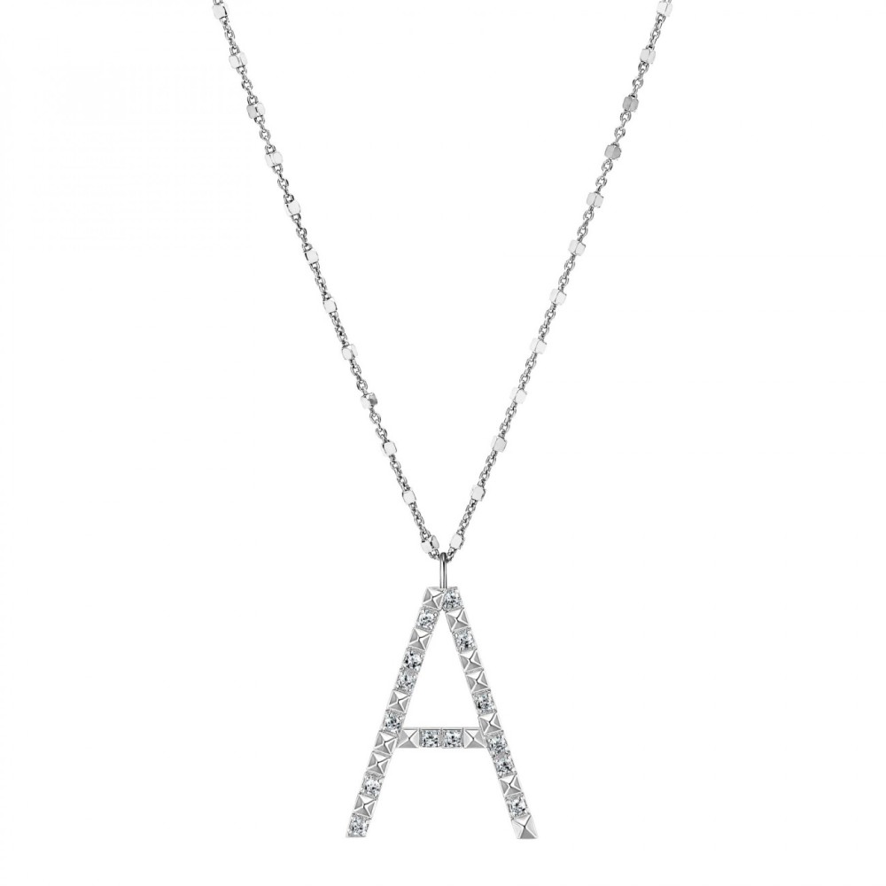 1 - Woman Necklace Letter A in 925 Silver Rosato Cubica  RZCU01