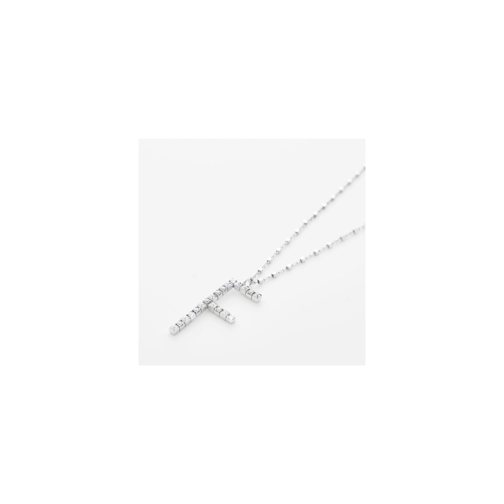 1 - Woman Necklace Letter F in 925 Silver Rosato Cubica  RZCU06