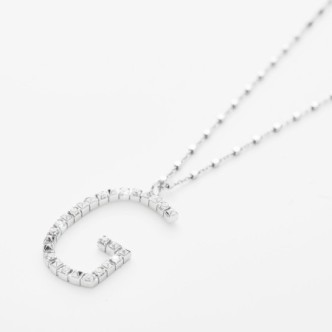 1 - Woman Necklace Letter G in 925 Silver Rosato Cubica  RZCU07