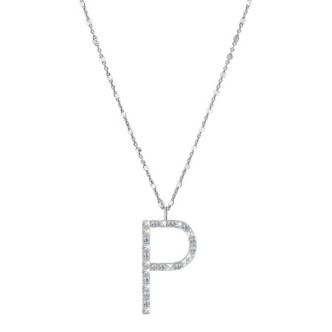 1 - Collana donna lettera P in Argento 925 Rosato Cubica RZCU16